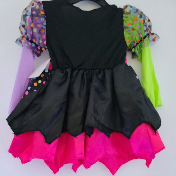 TODDLER GIRL POLKA DOT & STRIPES PINK BLACK WITH DRESS HALLOWEEN COSTUME -2T - Picture 5 of 7